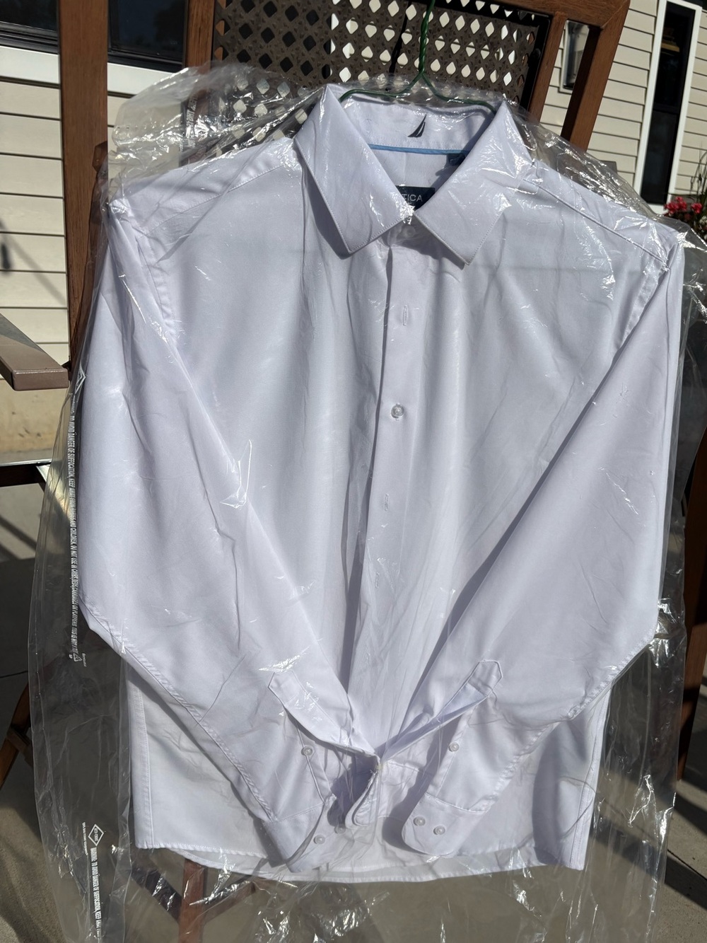 Men's Nautica White Dress Shirt - Classic Formal Shirt-Dry Cleaned and Pressed